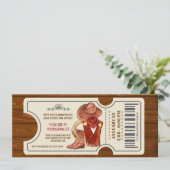 Invitation Cowboy Ticket Birthday Party (Debout devant)