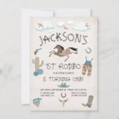 Invitation Cowboy western 1st Rodeo Anniversaire Fête Invitat (Devant)