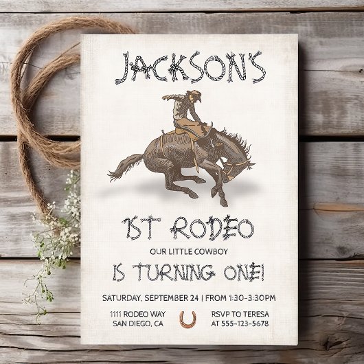 Invitation Cowboy western 1st Rodeo Birthday Bronco Bucking