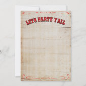 Invitation Cowboy Western Anniversaire Party pour Marion (Dos)