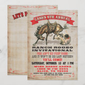 Invitation Cowboy Western Anniversaire Party pour Marion (Devant / Derrière)