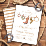 Invitation Cowboy Western Baby Boy Clothesline Baby shower<br><div class="desc">Baby shower Cowboy Invitation pour un bébé garçon. Dispose d'un fer à cheval aquarelle, bandana, bottes de cowboy, casquette de cowboy et lasso sur la ligne de vêtements dans les tons beige, tan et vert kaki muets. Tout libellé peut être modifié. Pour apporter d'autres modifications, accédez à Personnaliser ce modèle....</div>