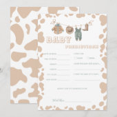 Invitation Cowboy Western Baby shower Prédictions jeu amusant (Devant / Derrière)