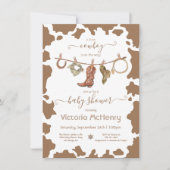 Invitation Cowboy Western Cowhide Cloture Baby shower Inv (Devant)