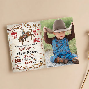Invitation Cowboy Western First Rodeo Wild West Anniversaire