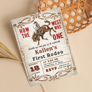 Invitation Cowboy Western First Rodeo Wild West Anniversaire