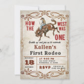 Invitation Cowboy Western First Rodeo Wild West Anniversaire (Devant)