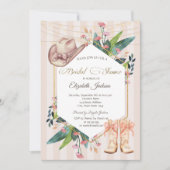 Invitation Cowboy Western Floral Frame Striped Bridal Shower  (Devant)