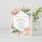 Invitation Cowboy Western Floral Frame Striped Bridal Shower  (Debout devant)