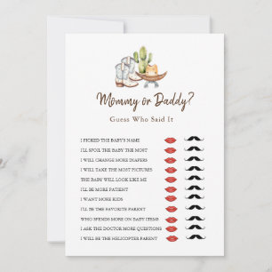 Invitation Cowboy Western Mommy ou papa jeu de Baby shower