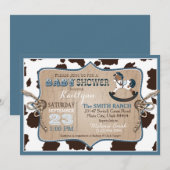 Invitation Cowboy Western Rocking Horse Baby shower (Devant / Derrière)