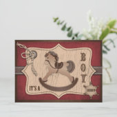 Invitation Cowboy Western Rocking Horse Baby shower (Debout devant)