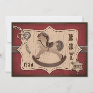 Invitation Cowboy Western Rocking Horse Baby shower