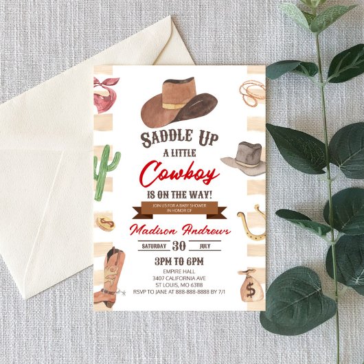 Invitation Cowboy Western Rodeo Wild West Baby shower