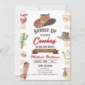Invitation Cowboy Western Rodeo Wild West Baby shower (Devant)