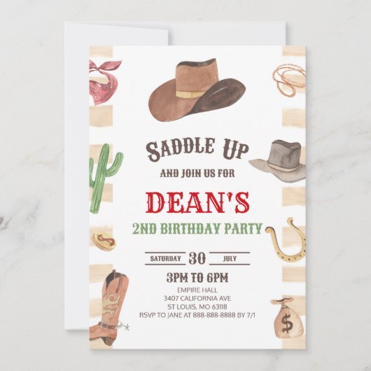 Invitation Cowboy Western Rodeo Wild West fête d'anniversaire (Devant)