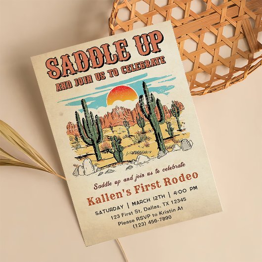 Invitation Cowboy Western Rodeo Wild West fête d'anniversaire