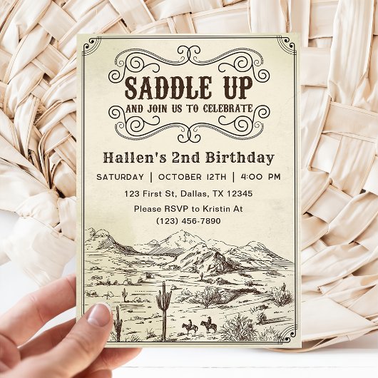 Invitation Cowboy Western Rodeo Wild West fête d'anniversaire