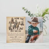 Invitation Cowboy Western Rodeo Wild West Photo Anniversaire (Debout devant)