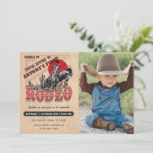 Invitation Cowboy Western Rodeo Wild West Photo Anniversaire (Debout devant)