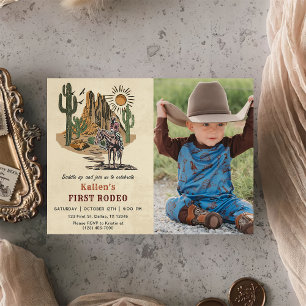 Invitation Cowboy Western Rodeo Wild West Photo Anniversaire