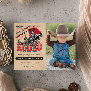 Invitation Cowboy Western Rodeo Wild West Photo Anniversaire