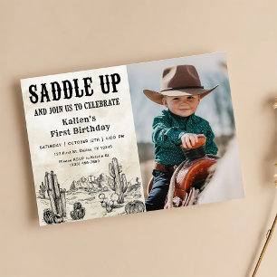 Invitation Cowboy Western Rodeo Wild West Photo Anniversaire