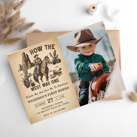 Invitation Cowboy Western Rodeo Wild West Photo Anniversaire