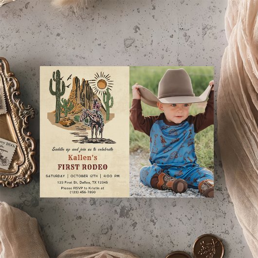 Invitation Cowboy Western Rodeo Wild West Photo Anniversaire