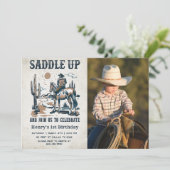 Invitation Cowboy Western Rodeo Wild West Photo Anniversaire (Debout devant)
