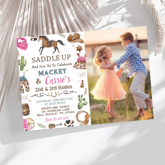 Invitation Cowboy Western Rustique fête d'anniversaire Photo