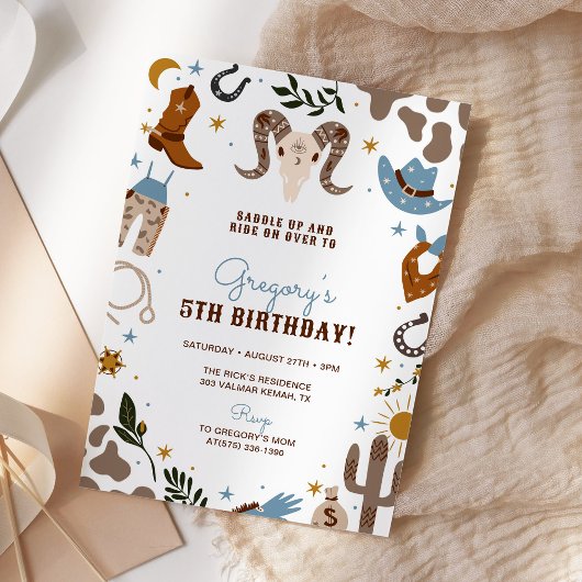 Invitation Cowboy Western Wild West Rodeo Anniversaire