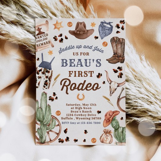 Invitation Cowboy Wild West 1er Rodeo Ranch fête d'anniversai