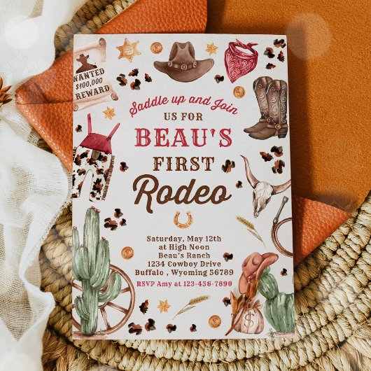 Invitation Cowboy Wild West 1er Rodeo Ranch fête d'anniversai