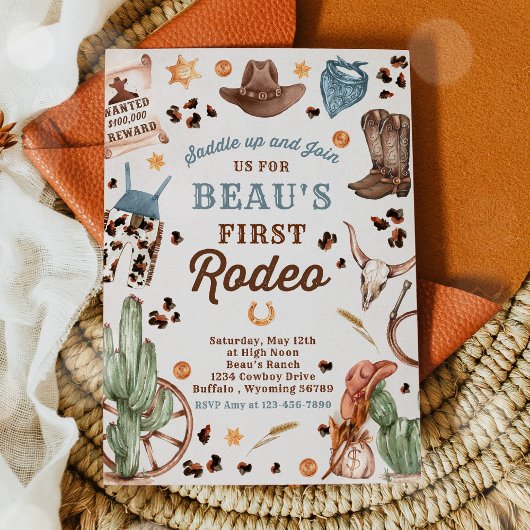 Invitation Cowboy Wild West 1er Rodeo Ranch fête d'anniversai