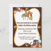 Invitation Cowboy Wild West Ajouter Détails du garçon Anniver (Dos)