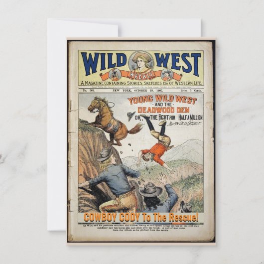 Invitation Cowboy Wild West Ajouter Détails du garçon Anniver (Devant)