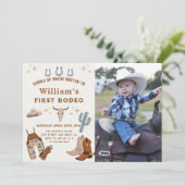 Invitation Cowboy Wild West Rodeo Anniversaire Photo Invitati (Debout devant)