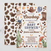 Invitation Cowboy Wild West Rodeo Ranch Baby shower garçon (Devant / Derrière)