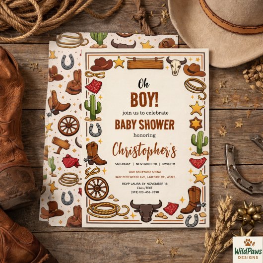 Invitation Cowboy Wild West Rodéo Ranch | Bébé Western Rustiq