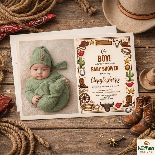 Invitation Cowboy Wild West Rodeo Ranch | Rustic Western Baby