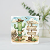 Invitation Cowboy Wild Western Cactus fête d'anniversaire (Debout devant)