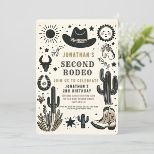 Invitation Cowboy Wild Western Deuxième Rodéo Anniversaire 2e