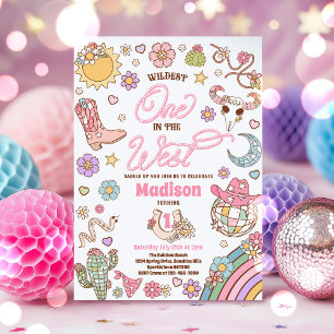 Invitation Cowgirl 1er anniversaire le plus sauvage dans la p