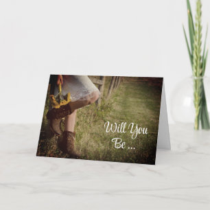 Invitation Cowgirl and Sunflower Will you will be My Bridesma