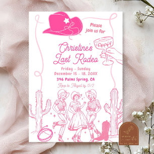 Invitation Cowgirl au Ruban Rose, dernier Rodéo pour un Week-