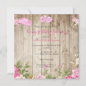 Invitation Cowgirl Baby shower rose Rustique Bois fille Blond (Dos)