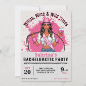 Invitation Cowgirl Bachelorette Party Whihid Wine & Wild Time (Devant)