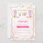 Invitation Cowgirl Boots roses Western Anniversaire (Devant)