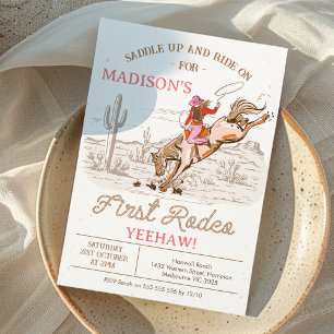 Invitation Cowgirl Brown Premier Rodéo 1er Anniversaire